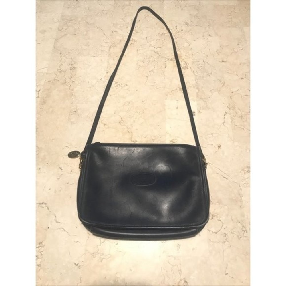 Vintage Etra Navy Leather Shoulder Purse